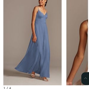 NWT Steel Blue V-Neck Floor Length Dress Size 10